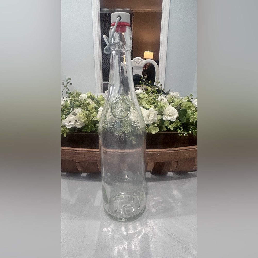 Embossed Clear Glass Bottle - Vintage Style
